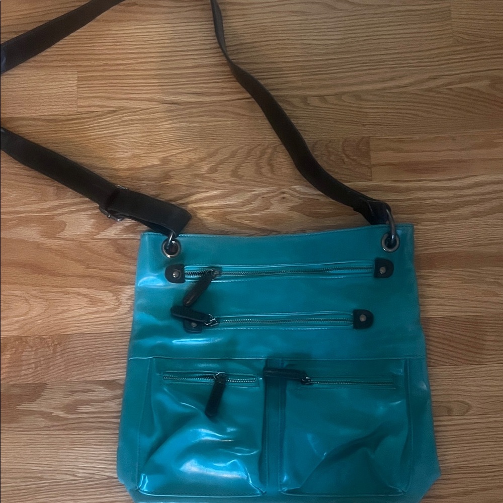 Shiraleah Teal Crossbody Bag with Black Strap